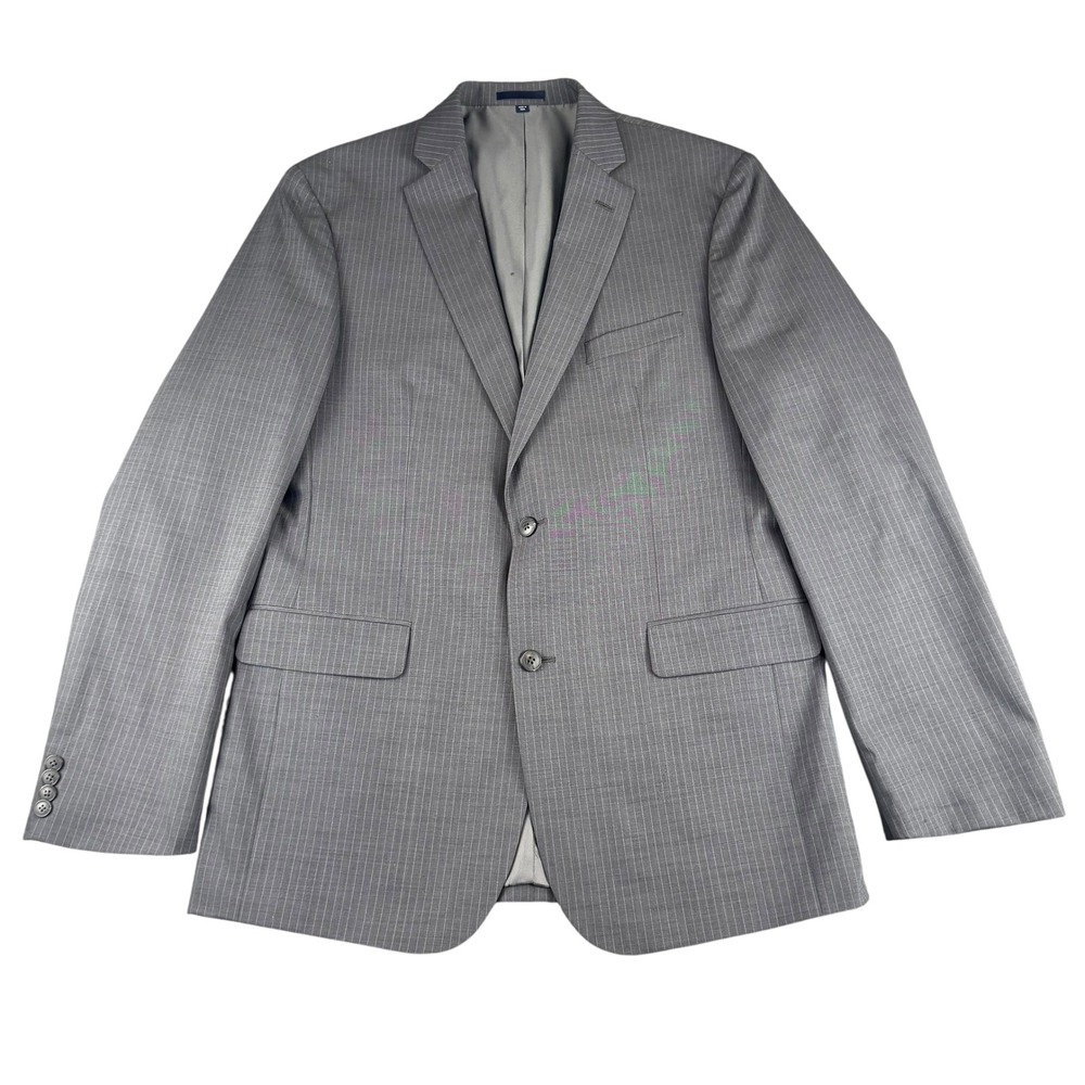 Jos A Bank 1905 Mens 42L Grey Pinstripe Wool Blend 2 Button Blazer Sport Coat‎